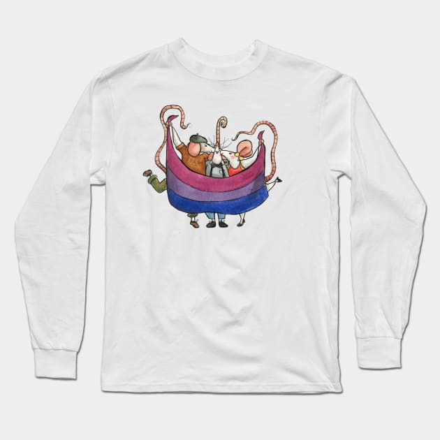 LGBT Mice celebrating Gay Pride (bisexual flag) T-Shirt Long Sleeve T-Shirt by Carlotta Mascolo Art